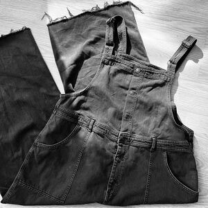 Aerie Black Denim Overalls XXL